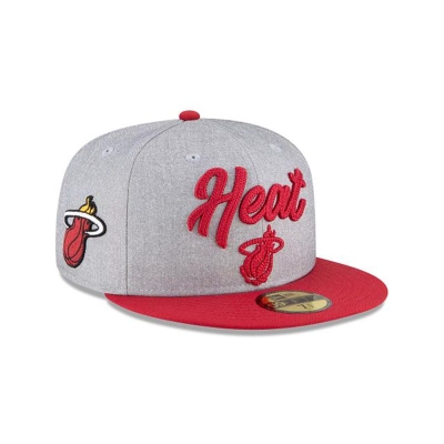 Grey Miami Heat Hat - New Era NBA NBA Draft 59FIFTY Fitted Caps USA0327856